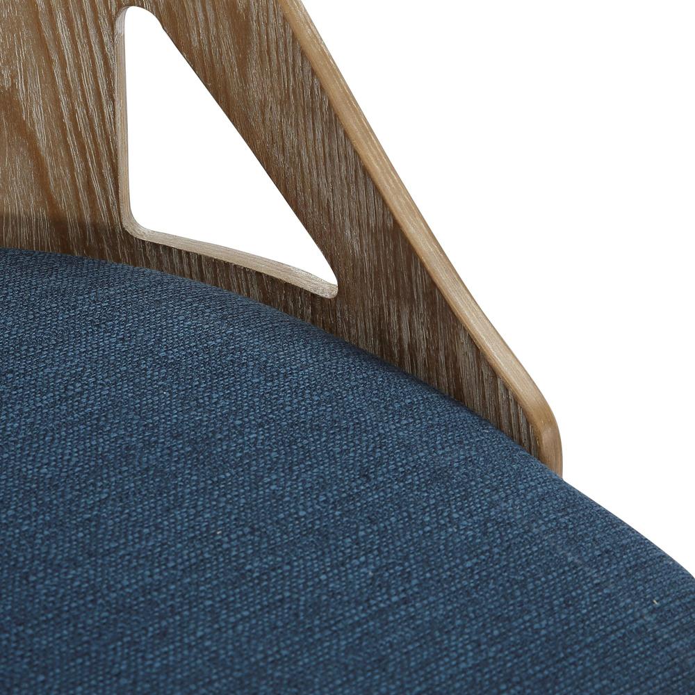 White Washed Wood, Blue Fabric Charlotte Chair - Set of 2. Picture 7