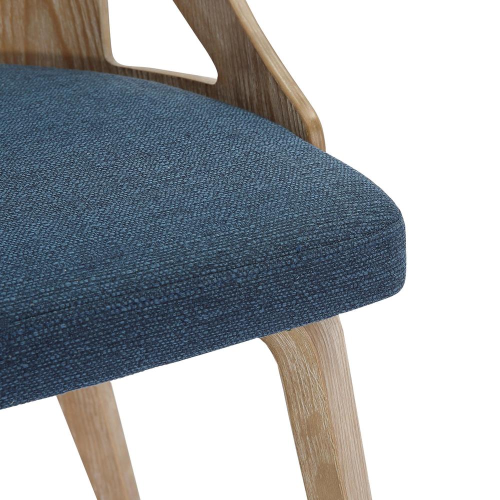 White Washed Wood, Blue Fabric Charlotte Chair - Set of 2. Picture 8