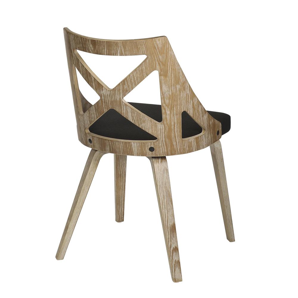 White Washed Wood, Charcoal Fabric Charlotte Chair - Set of 2. Picture 4