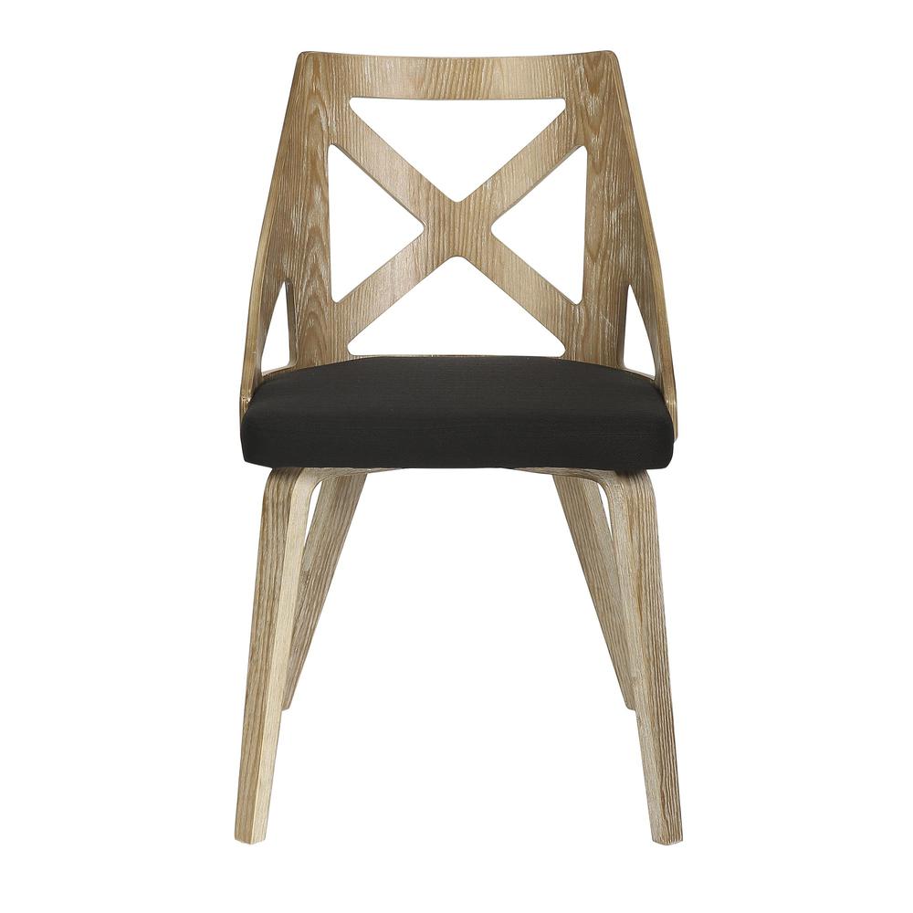 White Washed Wood, Charcoal Fabric Charlotte Chair - Set of 2. Picture 6