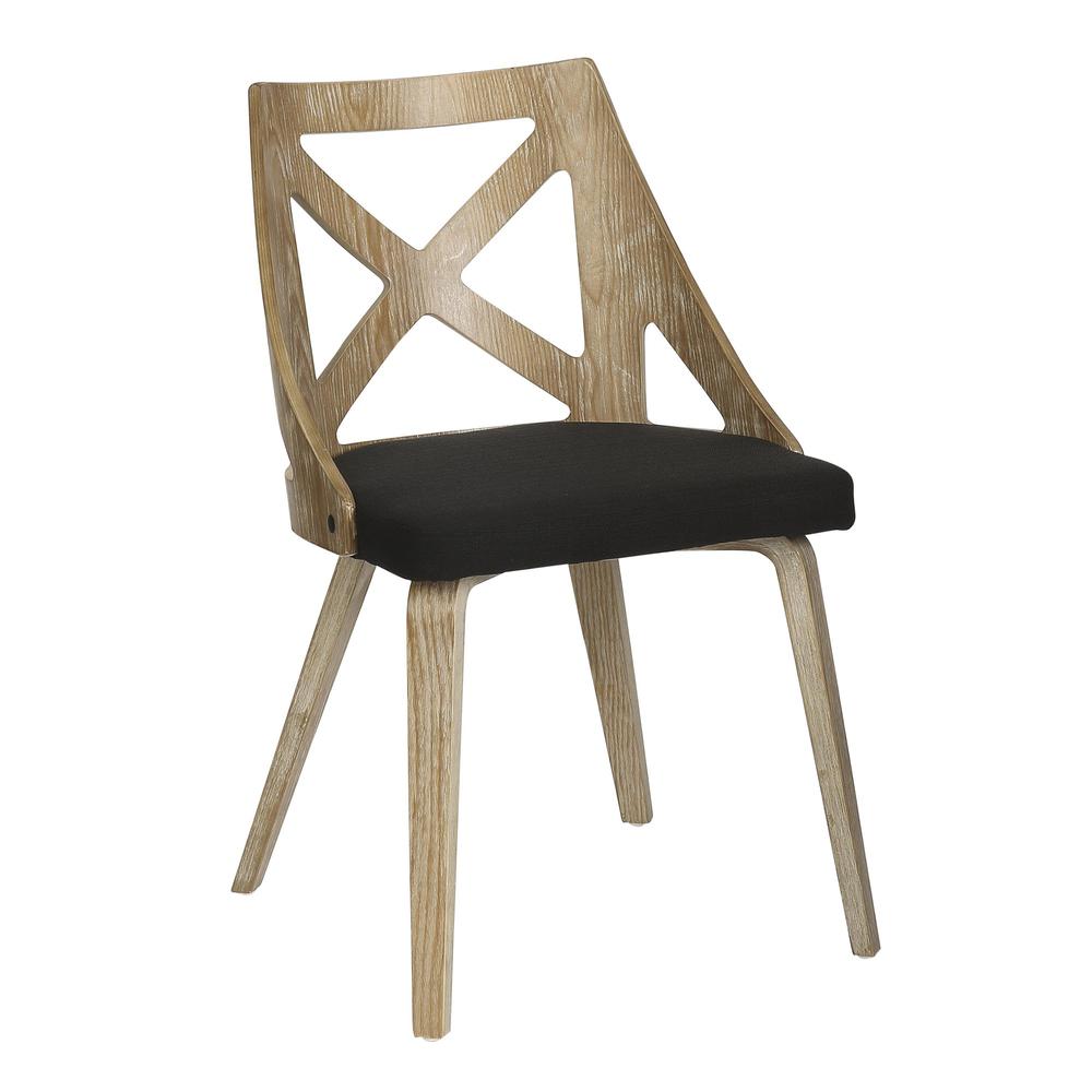 White Washed Wood, Charcoal Fabric Charlotte Chair - Set of 2. Picture 2