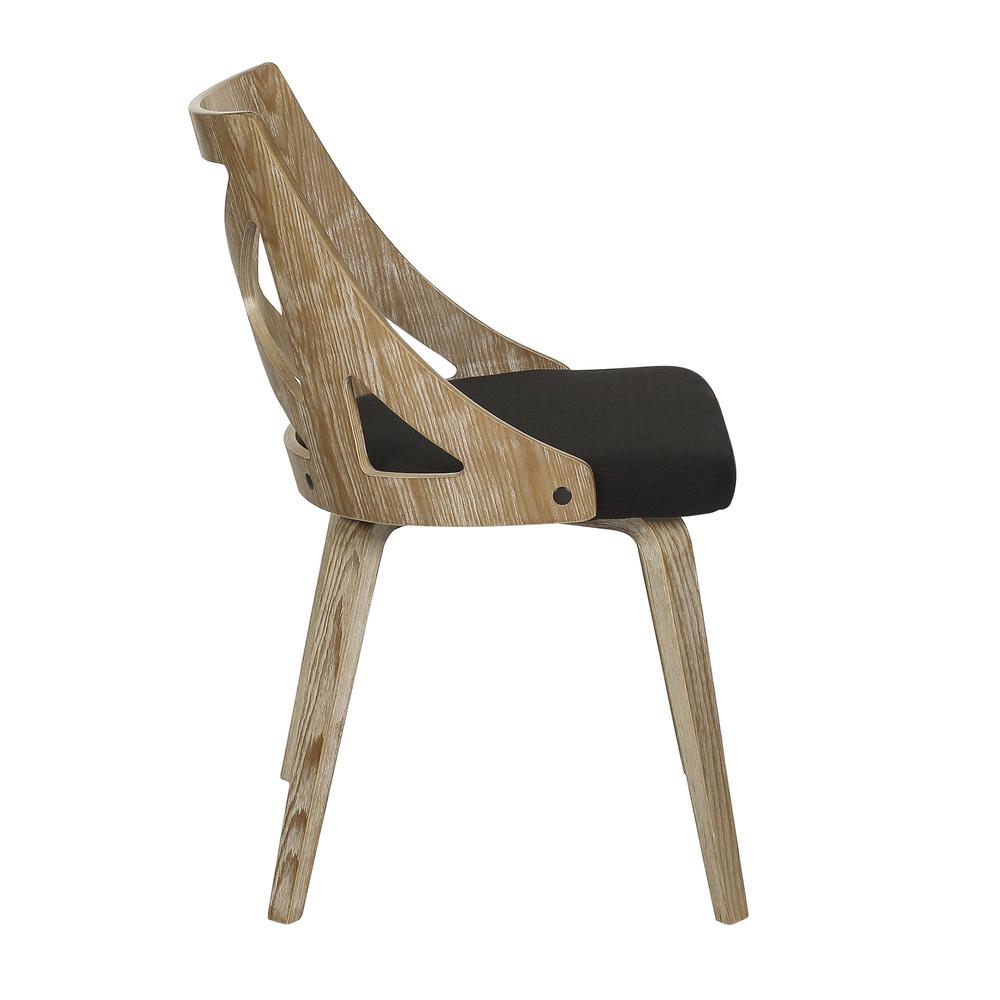 White Washed Wood, Charcoal Fabric Charlotte Chair - Set of 2. Picture 3