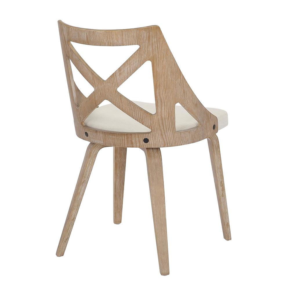 White Washed Wood, Cream Noise Fabric Charlotte Chair - Set of 2. Picture 4