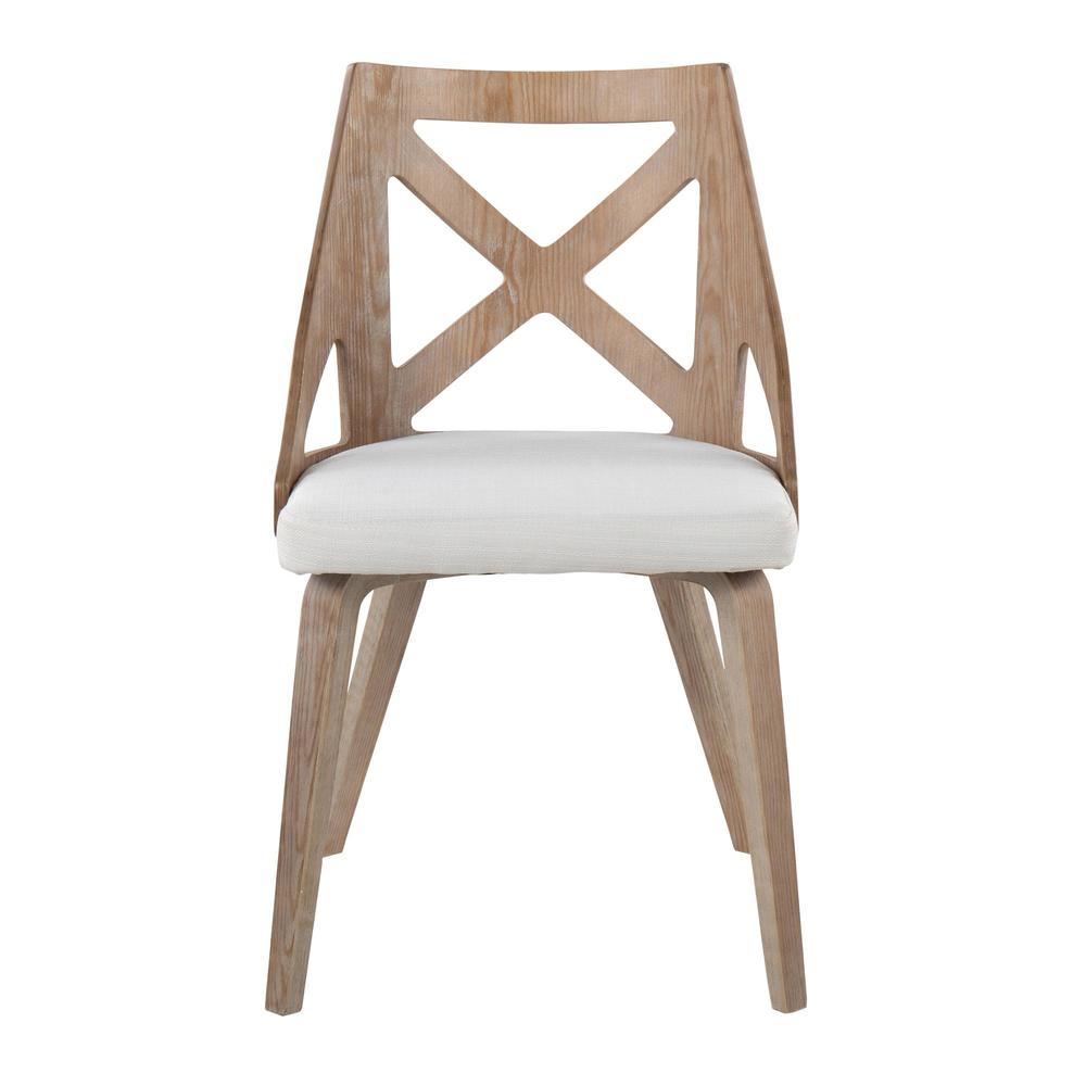 White Washed Wood, Cream Noise Fabric Charlotte Chair - Set of 2. Picture 6