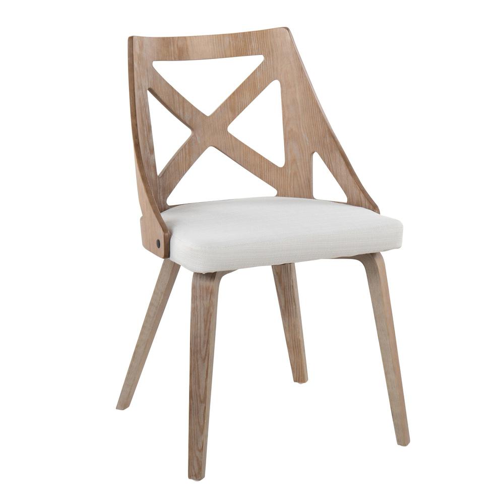 White Washed Wood, Cream Noise Fabric Charlotte Chair - Set of 2. Picture 2