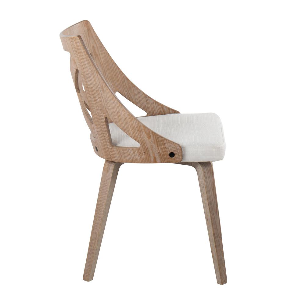 White Washed Wood, Cream Noise Fabric Charlotte Chair - Set of 2. Picture 3