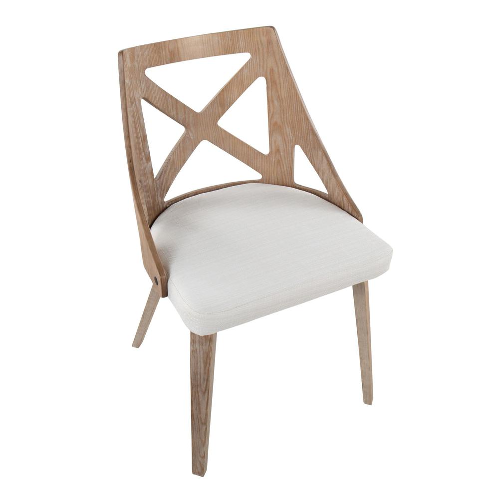 White Washed Wood, Cream Noise Fabric Charlotte Chair - Set of 2. Picture 7