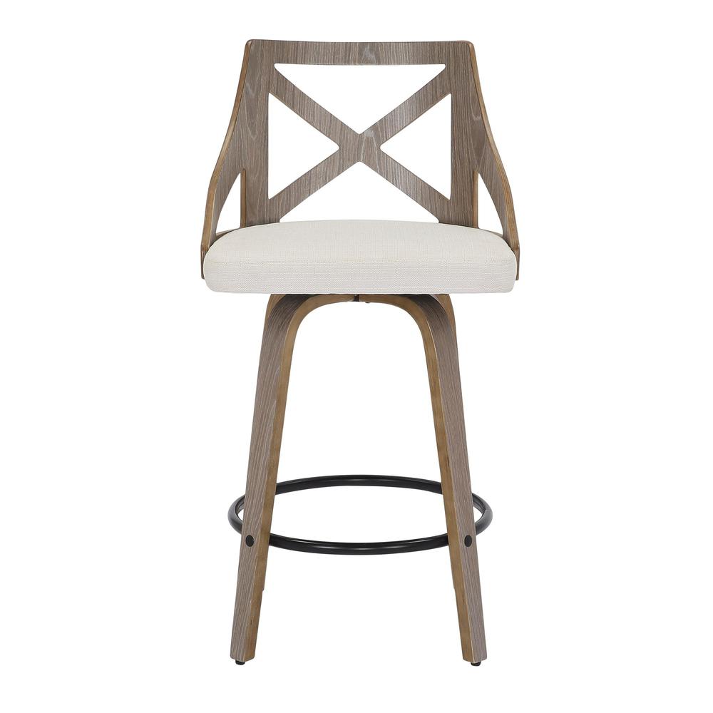 Light Grey Wood, Cream Noise Fabric Charlotte Counter Stool - Set of 2. Picture 6