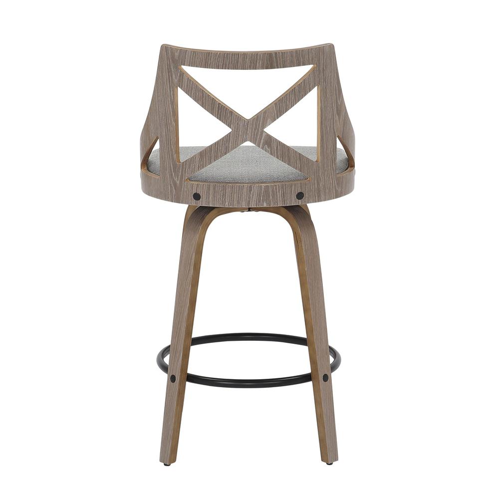 Light Grey Wood, Grey Fabric Charlotte Counter Stool - Set of 2. Picture 5