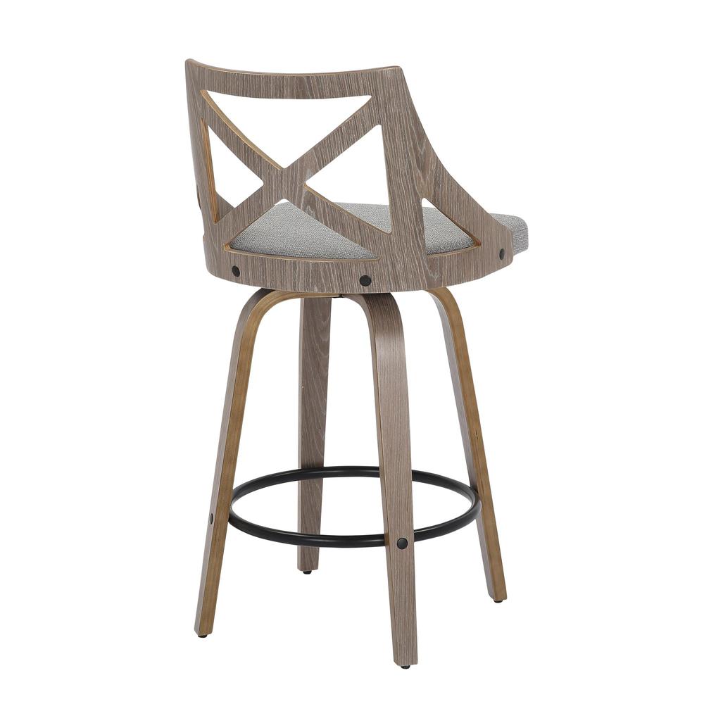 Light Grey Wood, Grey Fabric Charlotte Counter Stool - Set of 2. Picture 4