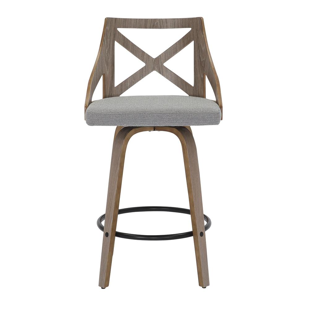 Light Grey Wood, Grey Fabric Charlotte Counter Stool - Set of 2. Picture 6