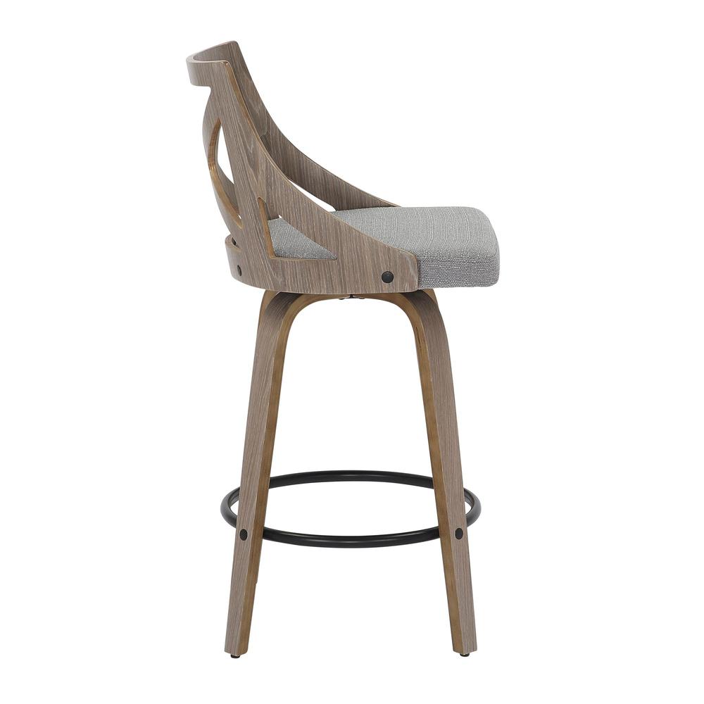 Light Grey Wood, Grey Fabric Charlotte Counter Stool - Set of 2. Picture 3