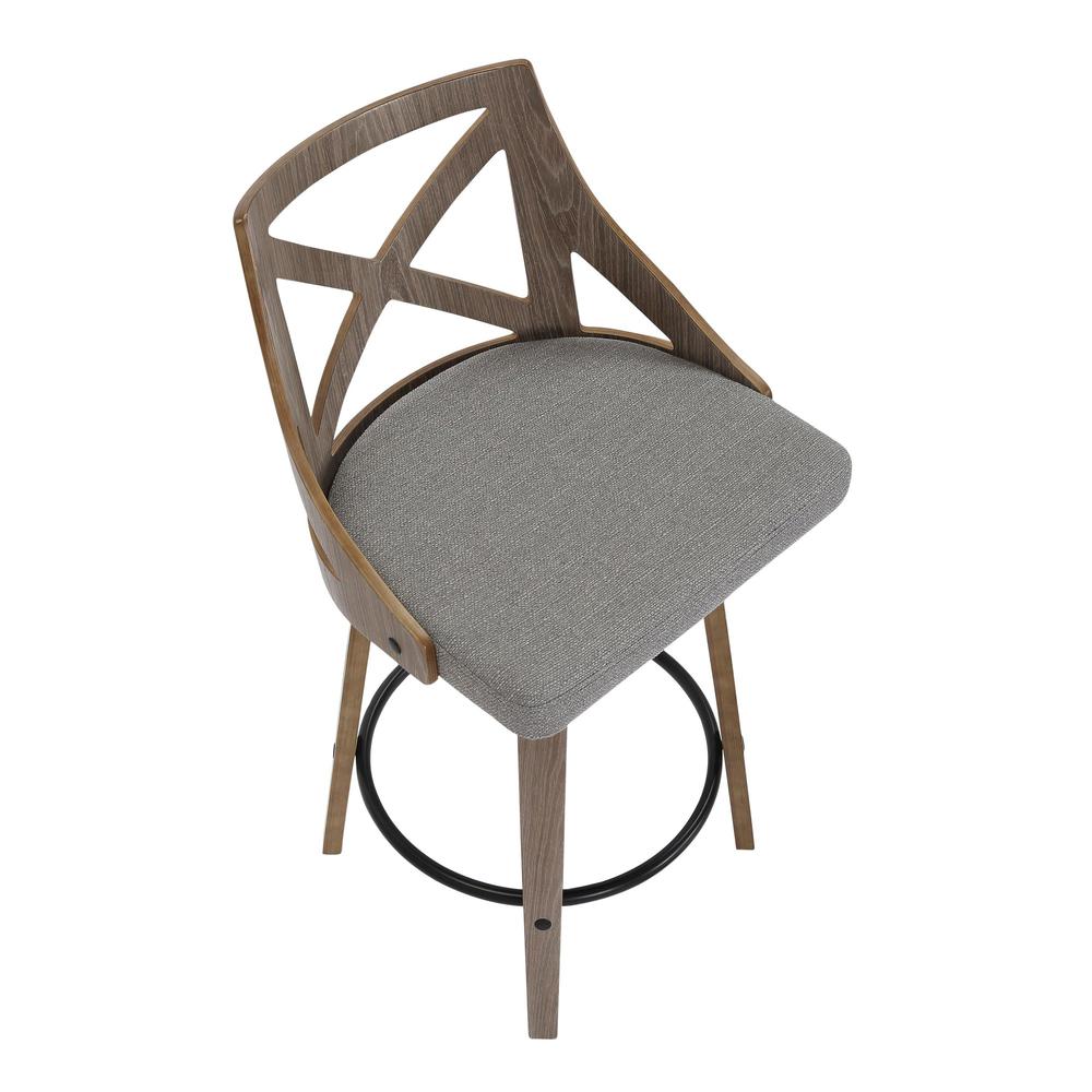 Light Grey Wood, Grey Fabric Charlotte Counter Stool - Set of 2. Picture 7