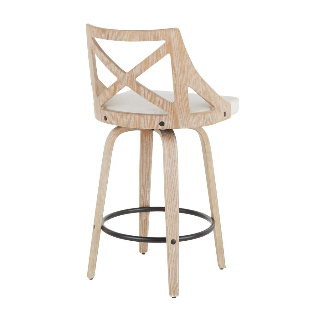 White Charlotte 26" Fixed Height Counter Stool - Set of 2. Picture 4