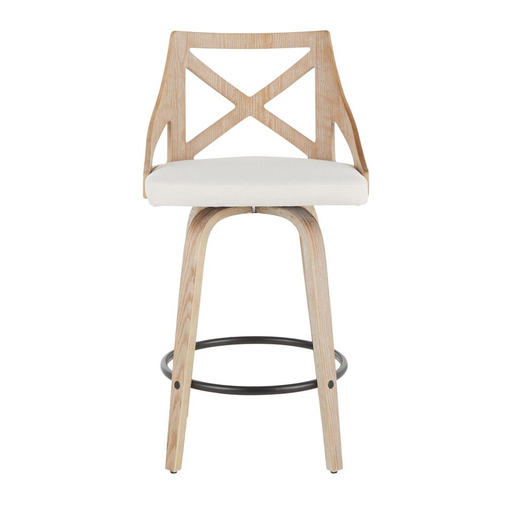 White Charlotte 26" Fixed Height Counter Stool - Set of 2. Picture 6