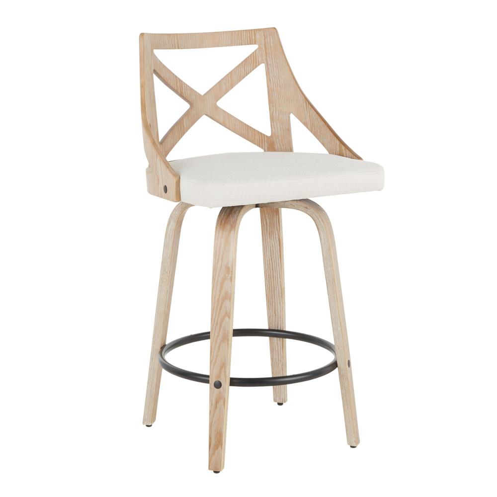 White Charlotte 26" Fixed Height Counter Stool - Set of 2. Picture 2