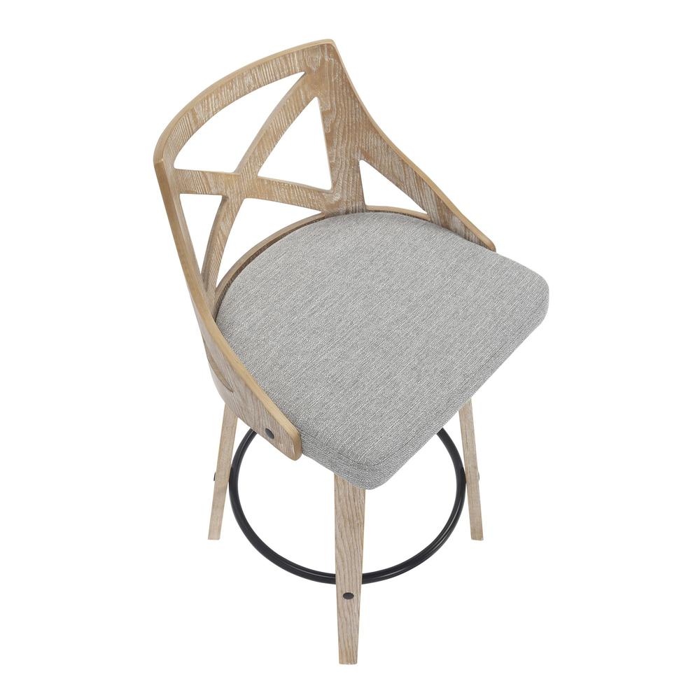 White Washed Wood, Light Grey Fabric Charlotte Counter Stool - Set of 2. Picture 7