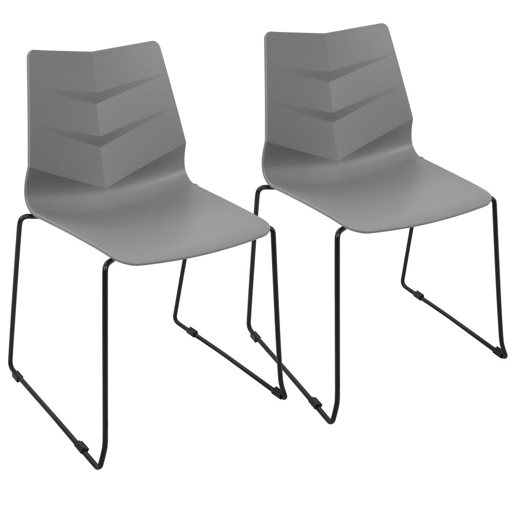 Arrow Contemporary Dining Chair in Black and Grey - Set of 2. Picture 1
