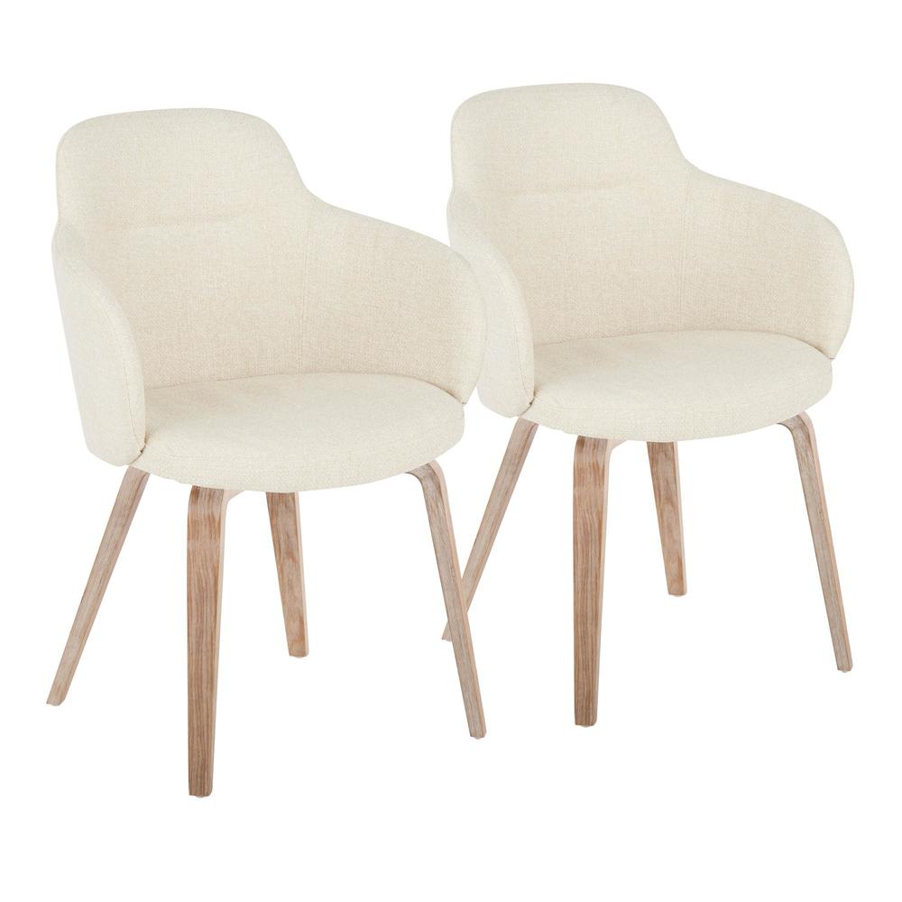 Whitewashed Wood, Cream Noise Fabric Boyne Chair - Set of 2. Picture 1