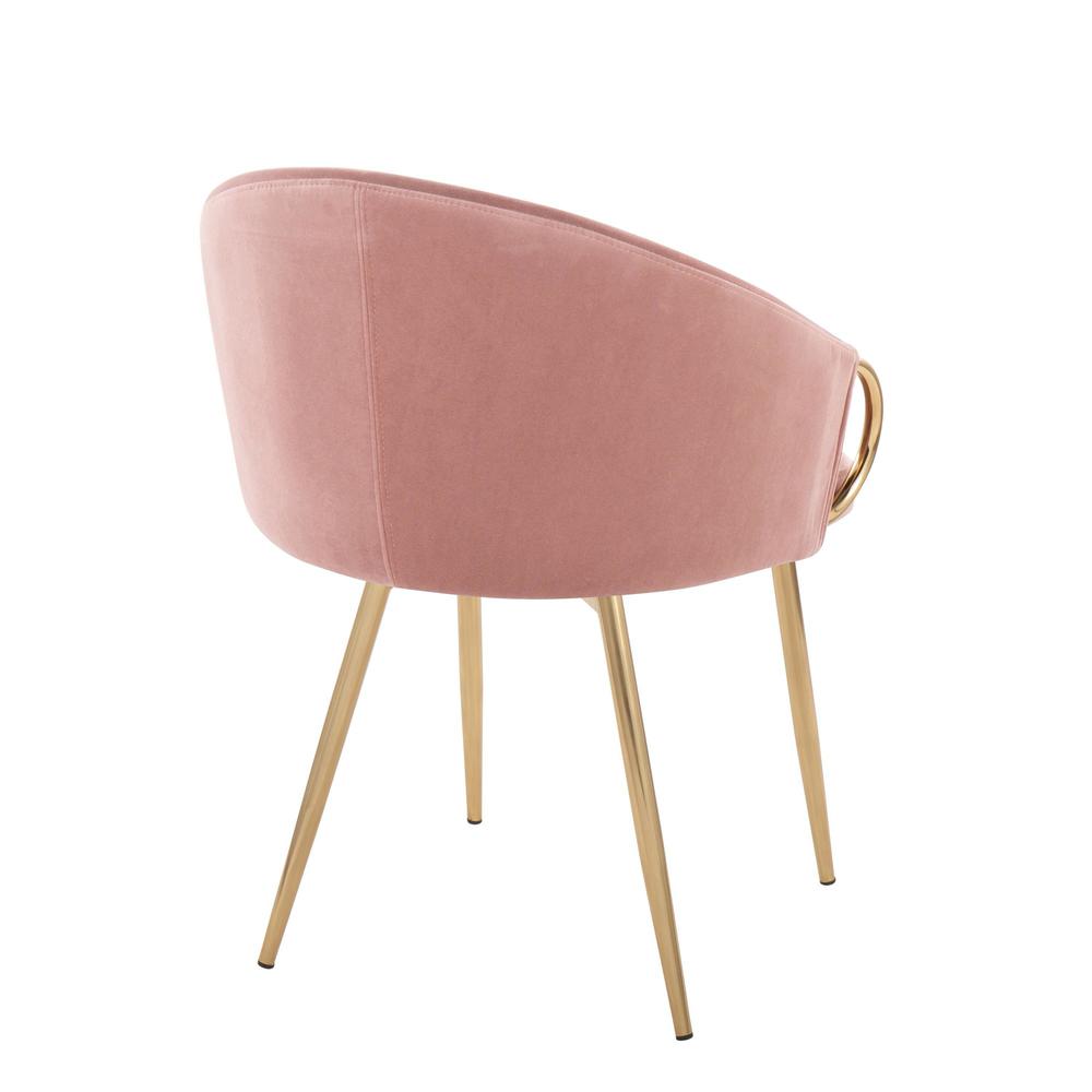 Gold Metal, Blush Velvet Claire Chair - Set of 2. Picture 4
