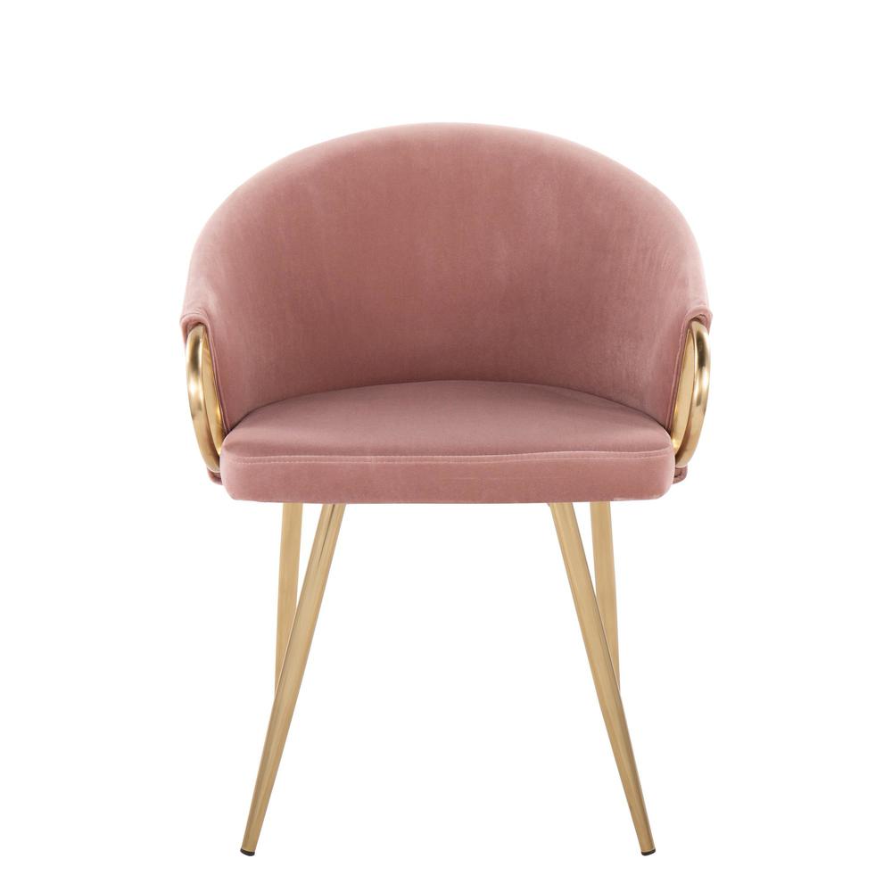 Gold Metal, Blush Velvet Claire Chair - Set of 2. Picture 6