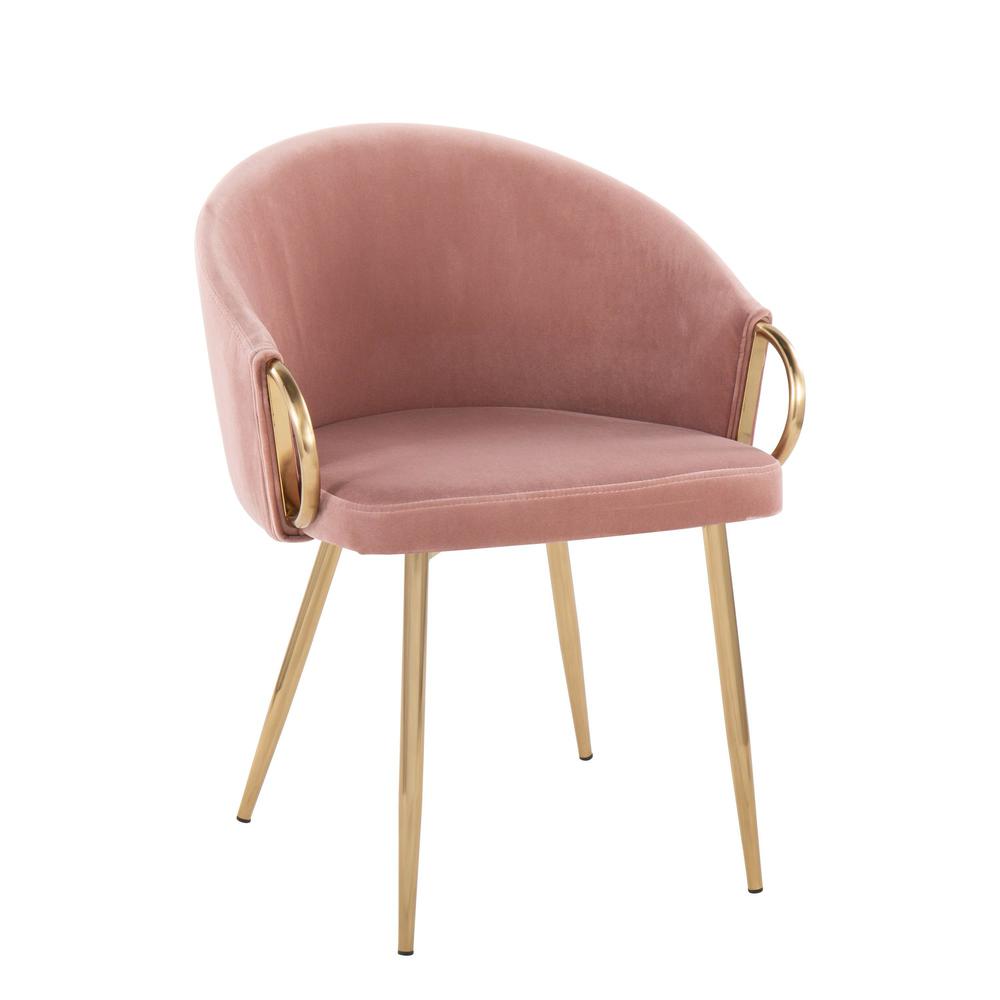 Gold Metal, Blush Velvet Claire Chair - Set of 2. Picture 2