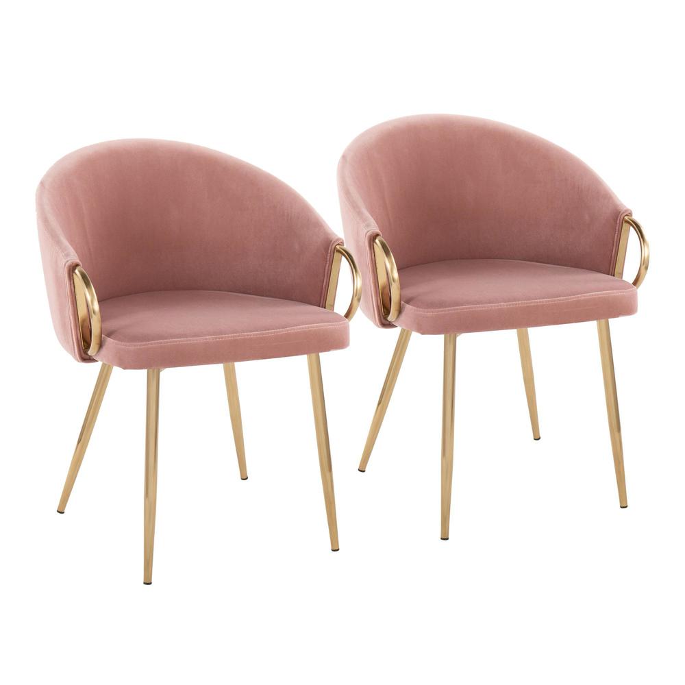 Gold Metal, Blush Velvet Claire Chair - Set of 2. Picture 1