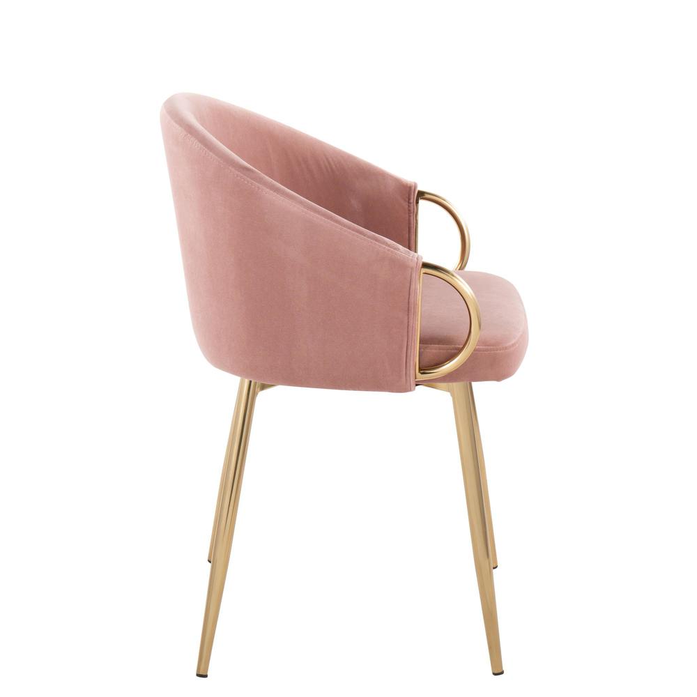 Gold Metal, Blush Velvet Claire Chair - Set of 2. Picture 3