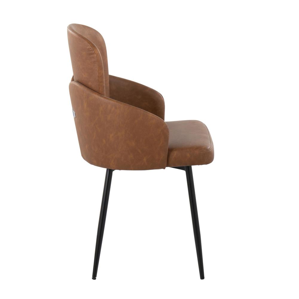 Black Metal, Camel PU, Chrome Dahlia Dining Chair - Set of 2. Picture 7