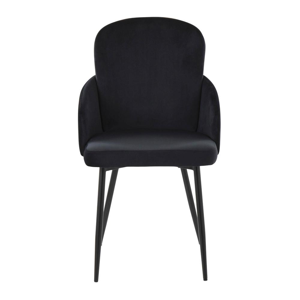 Black Metal, Black Velvet, Gold Metal Dahlia Dining Chair - Set of 2. Picture 3