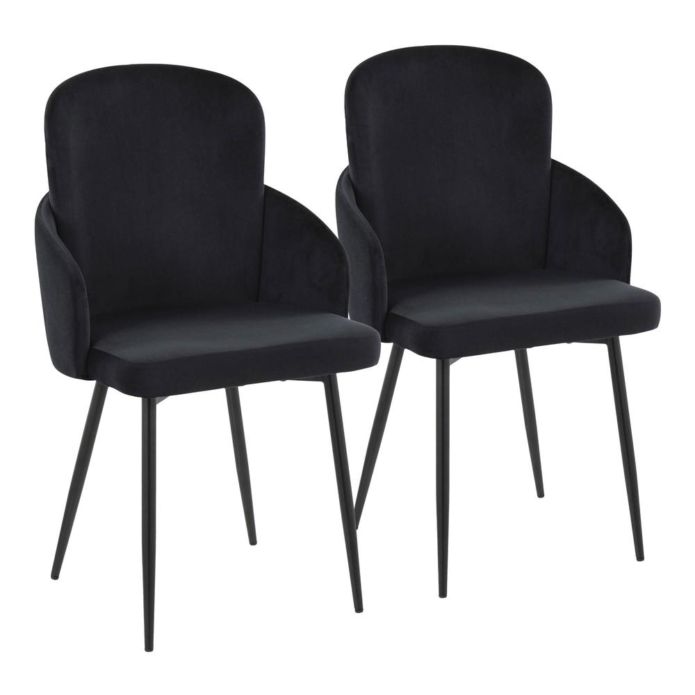 Black Metal, Black Velvet, Gold Metal Dahlia Dining Chair - Set of 2. Picture 1