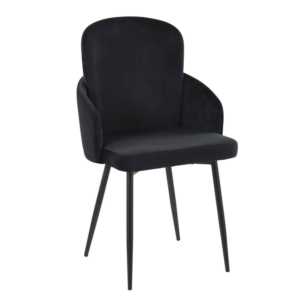 Black Metal, Black Velvet, Gold Metal Dahlia Dining Chair - Set of 2. Picture 2