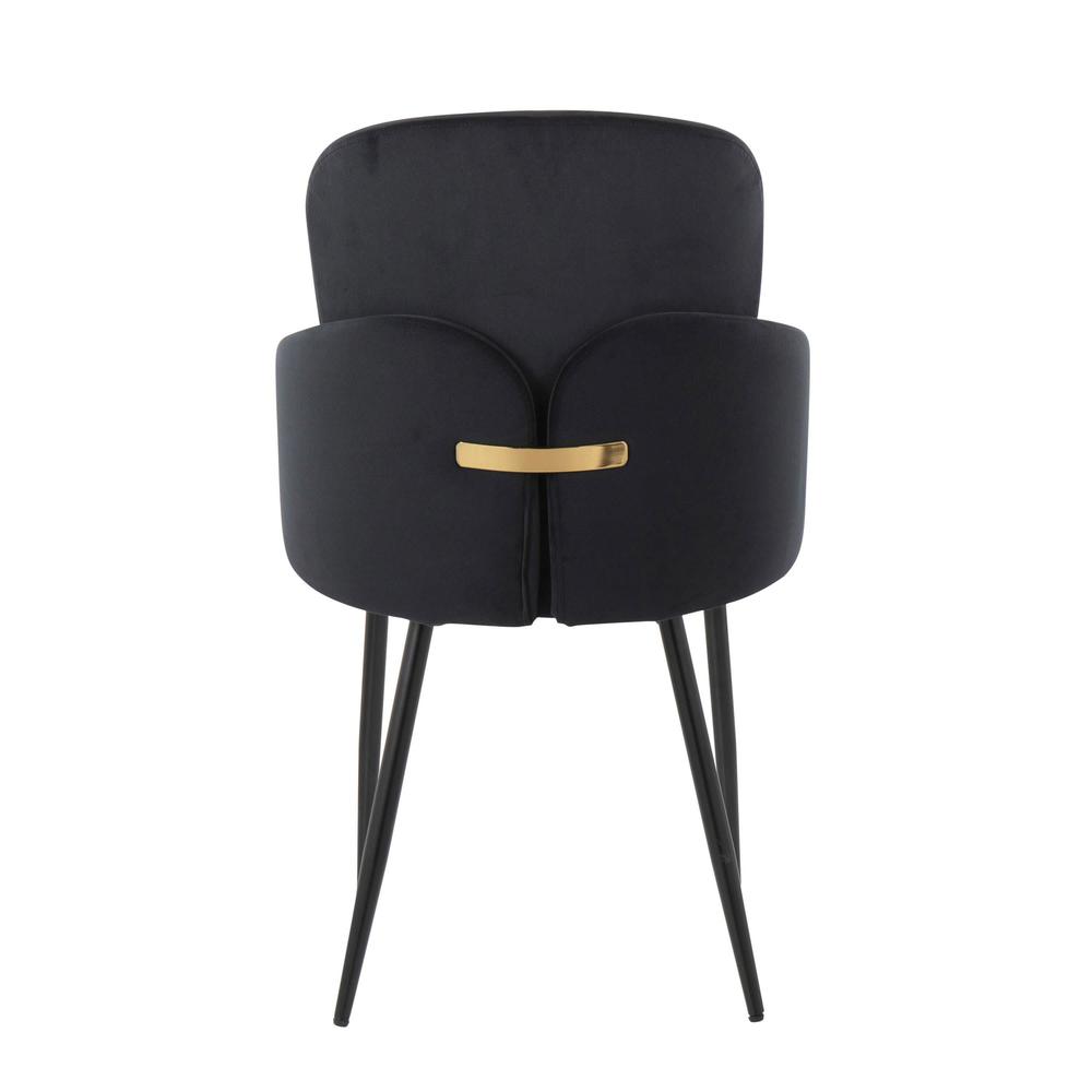 Black Metal, Black Velvet, Gold Metal Dahlia Dining Chair - Set of 2. Picture 6