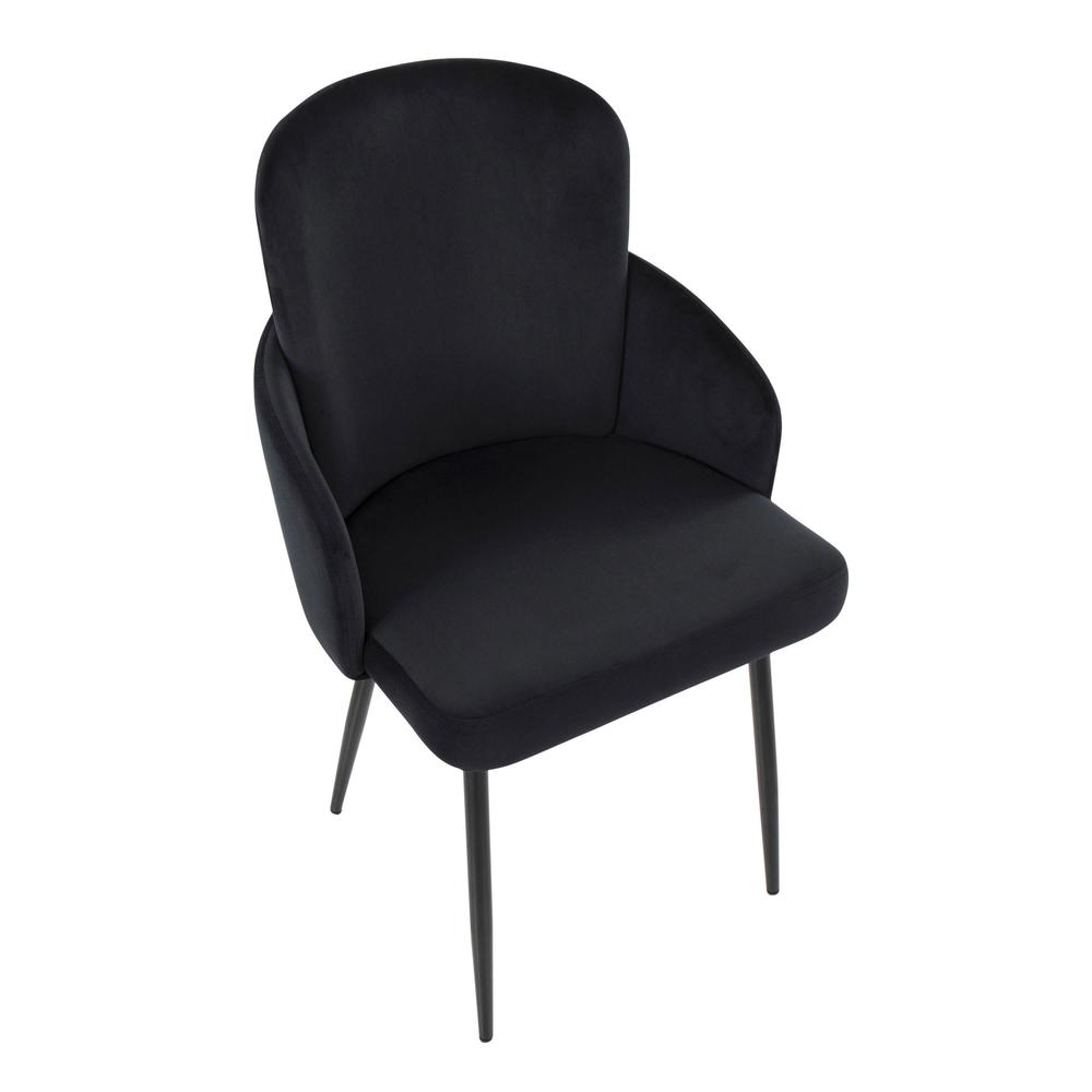 Black Metal, Black Velvet, Gold Metal Dahlia Dining Chair - Set of 2. Picture 7