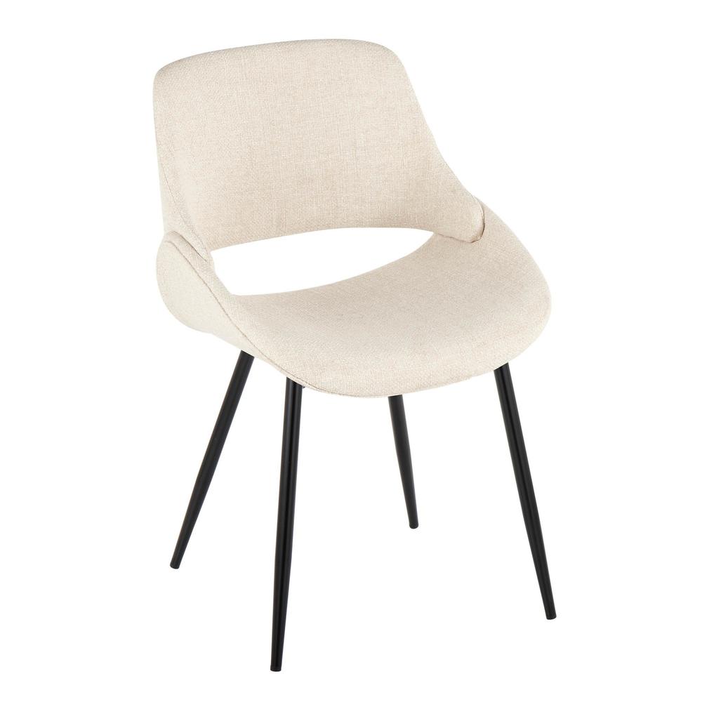 Black Metal, Cream Fabric Fabrico Chair - Set of 2. Picture 2