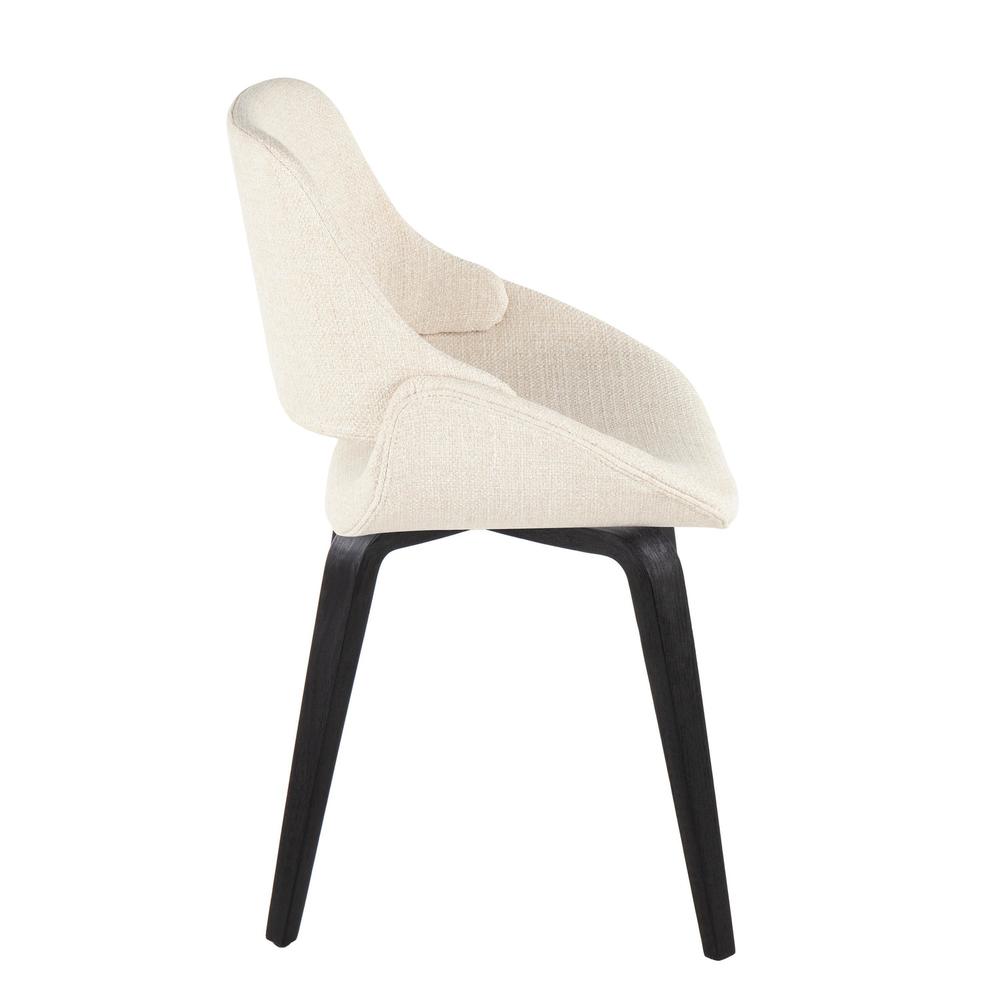 Black Wood, Cream Fabric Fabrico Chair - Set of 2. Picture 3