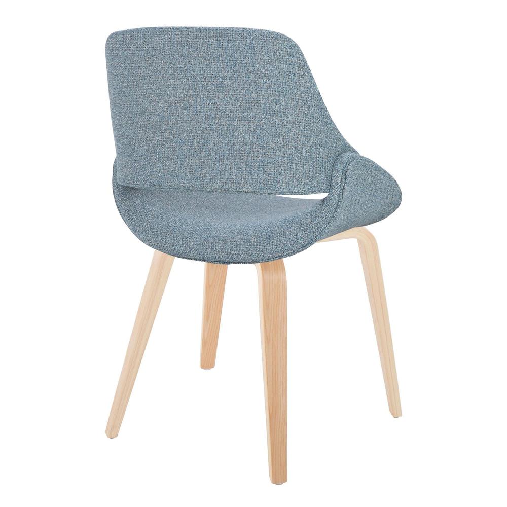 Natural Wood, Blue Fabric Fabrico Chair - Set of 2. Picture 4