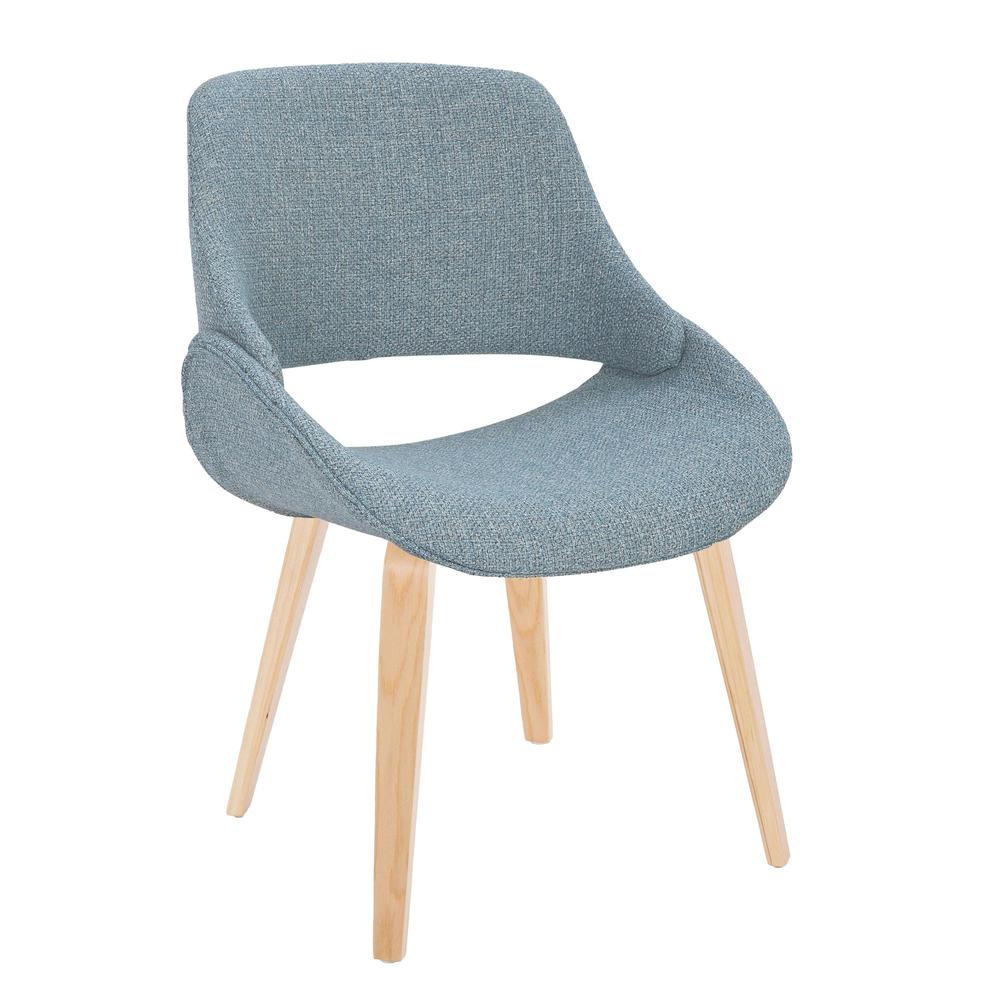 Natural Wood, Blue Fabric Fabrico Chair - Set of 2. Picture 2