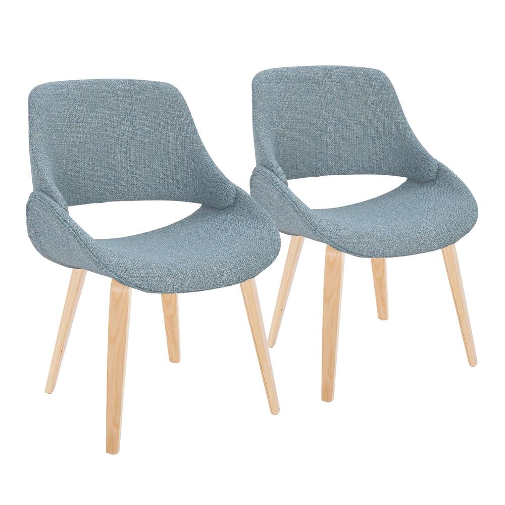 Natural Wood, Blue Fabric Fabrico Chair - Set of 2. Picture 1