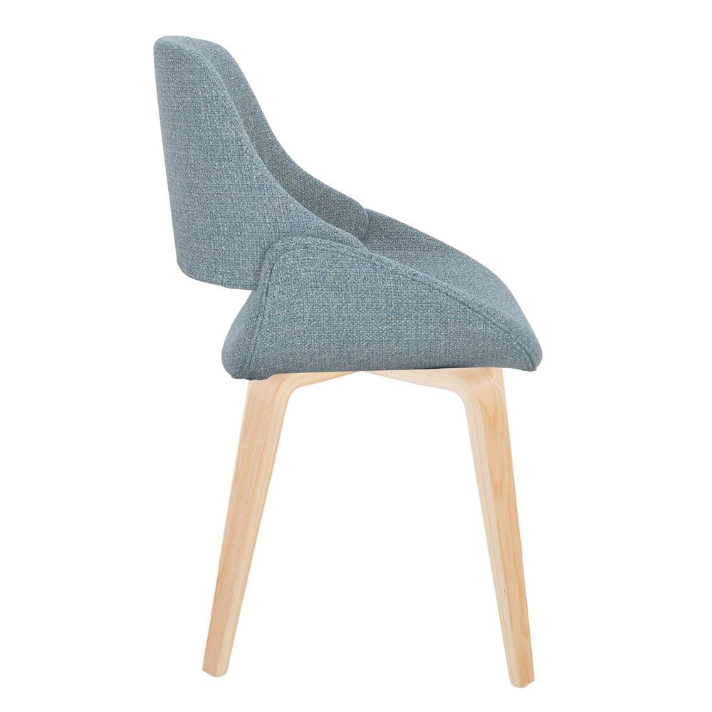 Natural Wood, Blue Fabric Fabrico Chair - Set of 2. Picture 3