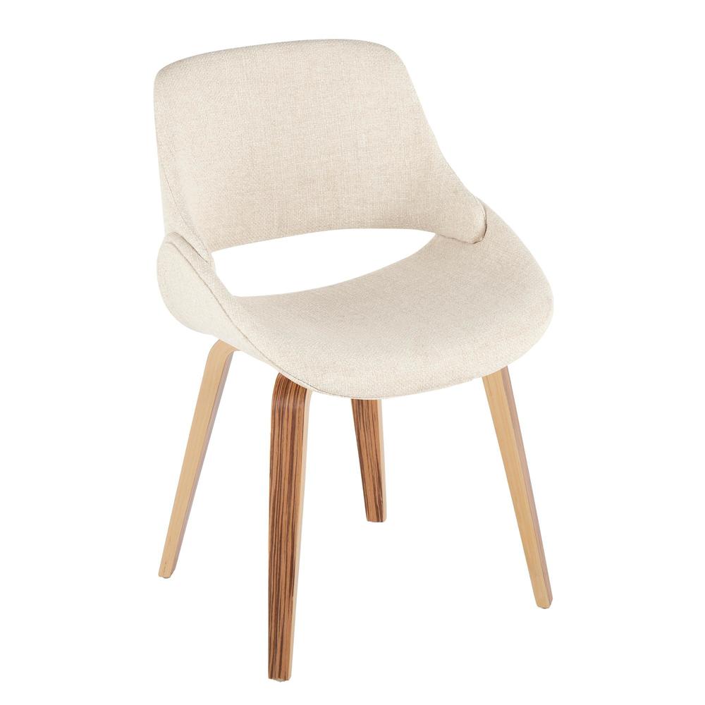 Zebra Wood, Cream Fabric Fabrico Chair - Set of 2. Picture 2