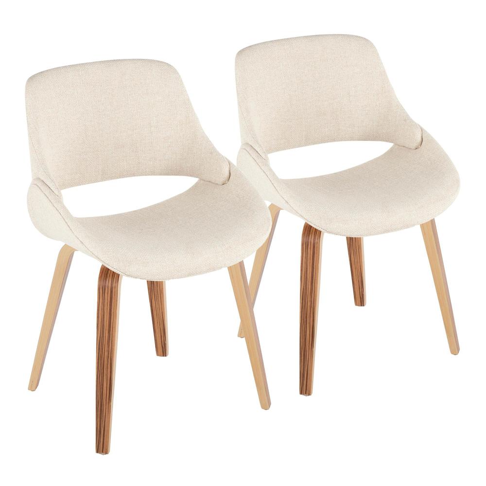 Zebra Wood, Cream Fabric Fabrico Chair - Set of 2. Picture 1