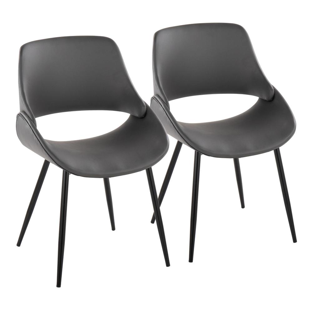 Black Metal, Grey PU Fabrico Chair - Set of 2. Picture 1