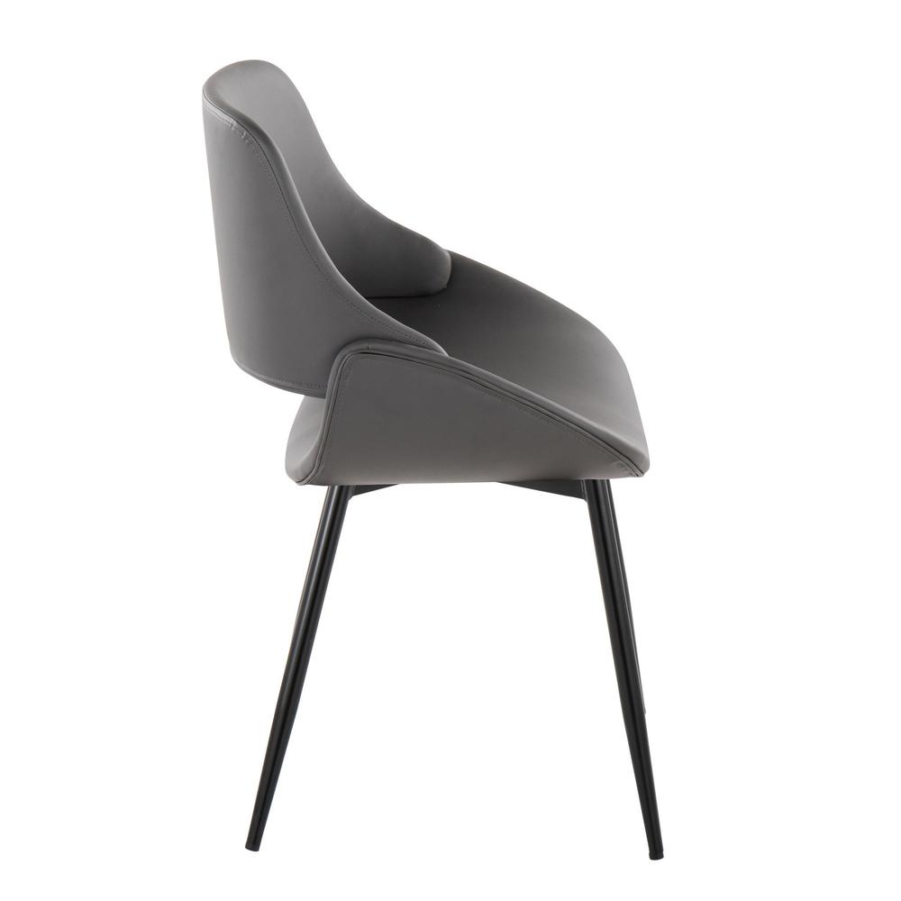 Black Metal, Grey PU Fabrico Chair - Set of 2. Picture 3