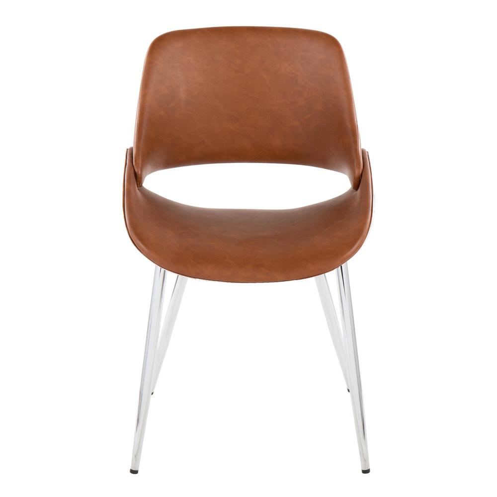 Chrome Metal, Camel PU Fabrico Chair - Set of 2. Picture 6