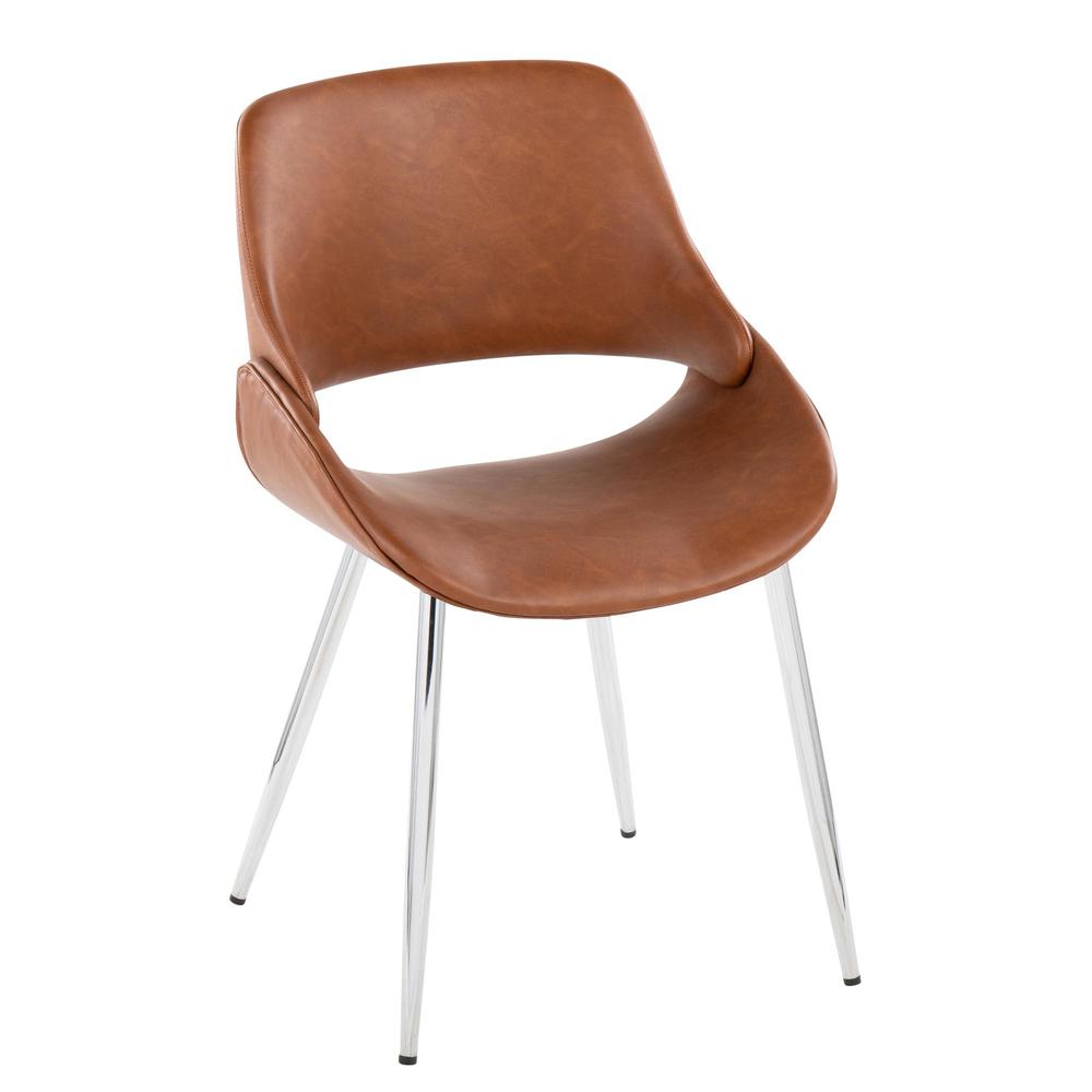 Chrome Metal, Camel PU Fabrico Chair - Set of 2. Picture 2