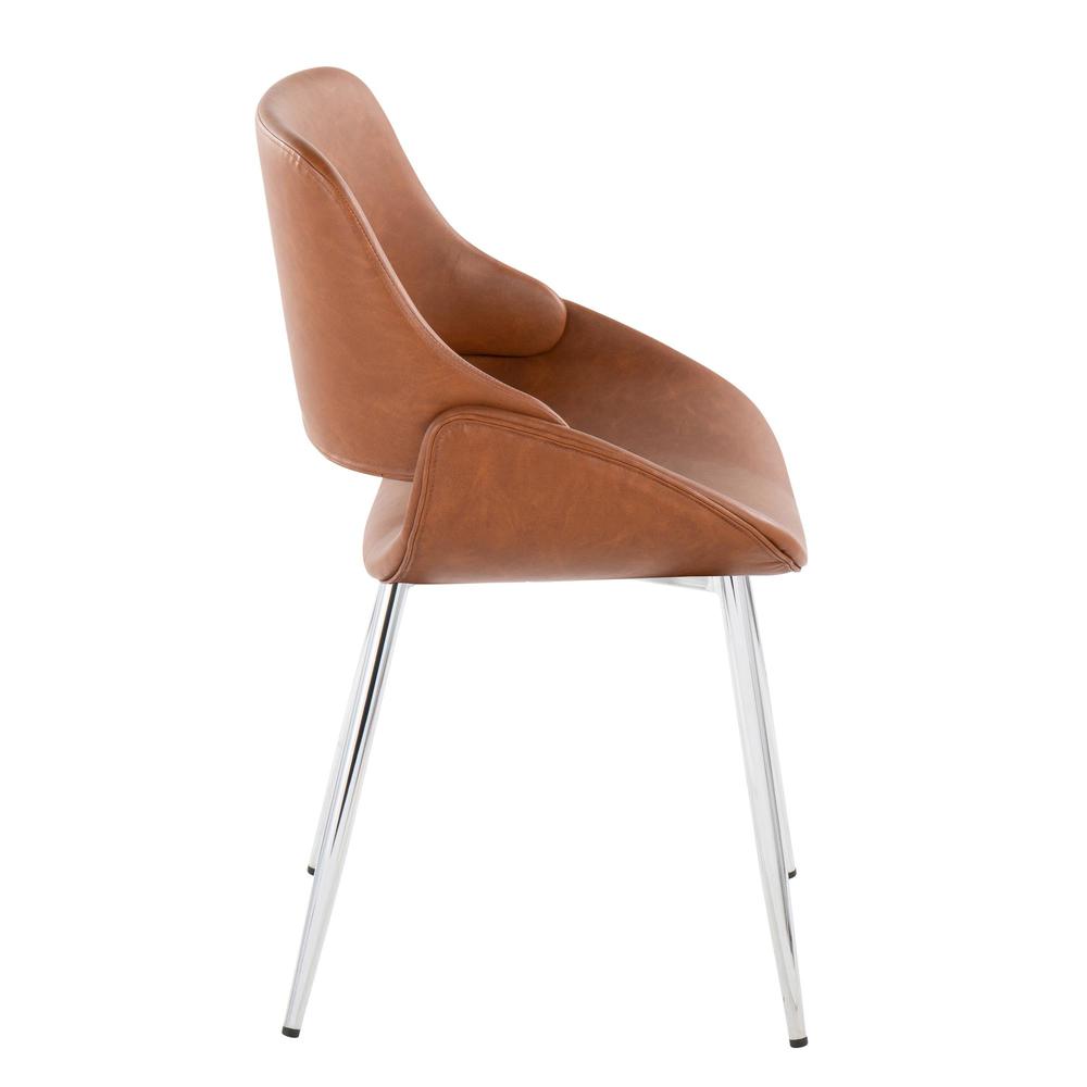 Chrome Metal, Camel PU Fabrico Chair - Set of 2. Picture 3