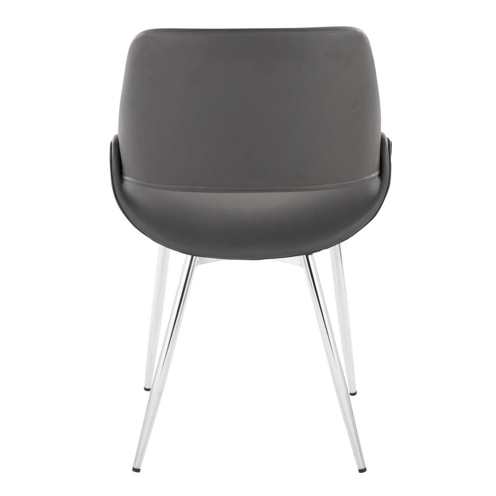 Chrome Metal, Grey PU Fabrico Chair - Set of 2. Picture 5
