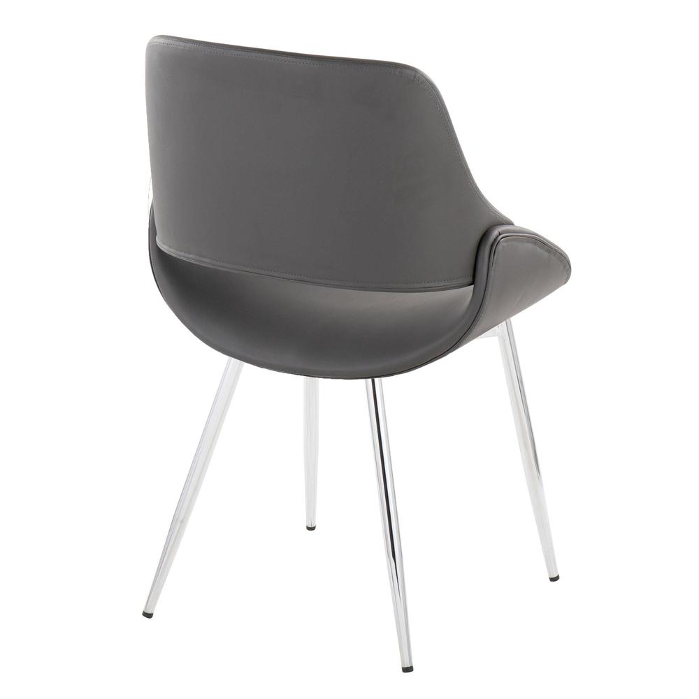 Chrome Metal, Grey PU Fabrico Chair - Set of 2. Picture 4
