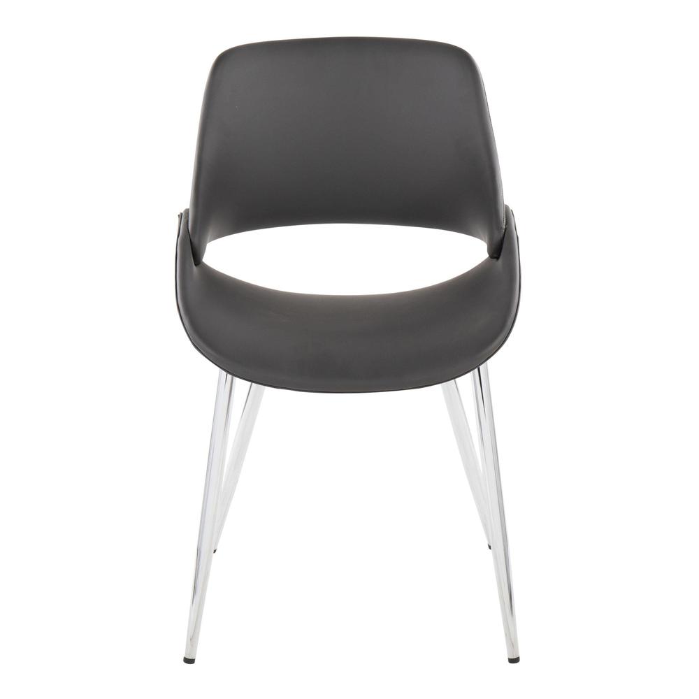 Chrome Metal, Grey PU Fabrico Chair - Set of 2. Picture 6